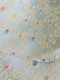 NEW Queen Chantal Novelty Ritz Neoclassical Brocade Dot Satin Fabric - Louis Blue - Fancy Styles Fabric Pierre Frey Lee Jofa Brunschwig & Fils