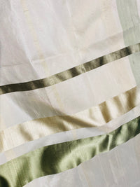 NEW Duchess Philippa 100% Silk Taffeta Plaid Tartan with Satin Ribbon Stripes in Cream and Pistachio SB_6_18 - Fancy Styles Fabric Pierre Frey Lee Jofa Brunschwig & Fils