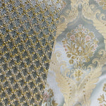 NEW Queen Helen (Matching to Queen Antionette) Novelty Ritz Neoclassical Brocade Diamond Satin Fabric - Blue - Fancy Styles Fabric Pierre Frey Lee Jofa Brunschwig & Fils