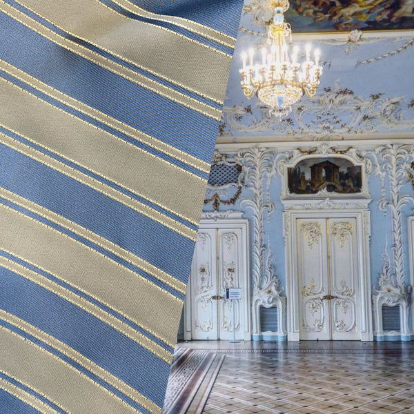 NEW Sir Barrington Satin Burnout Stripe Drapery Upholstery Fabric - Sky Blue - Fancy Styles Fabric Pierre Frey Lee Jofa Brunschwig & Fils