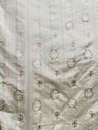 NEW Lady Brenda Novelty Medallion Embroidered 100% Silk Fabric in Multicolor Pinstripes - Fancy Styles Fabric Pierre Frey Lee Jofa Brunschwig & Fils