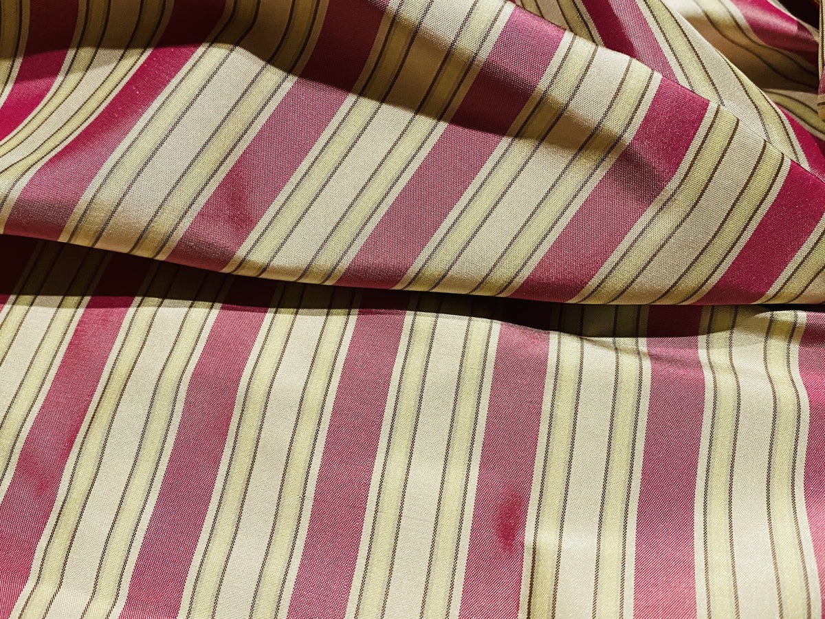 NEW! Lady Danica 100% Silk Taffeta 1/2” Striped Fabric - Pink - Fancy Styles Fabric Pierre Frey Lee Jofa Brunschwig & Fils