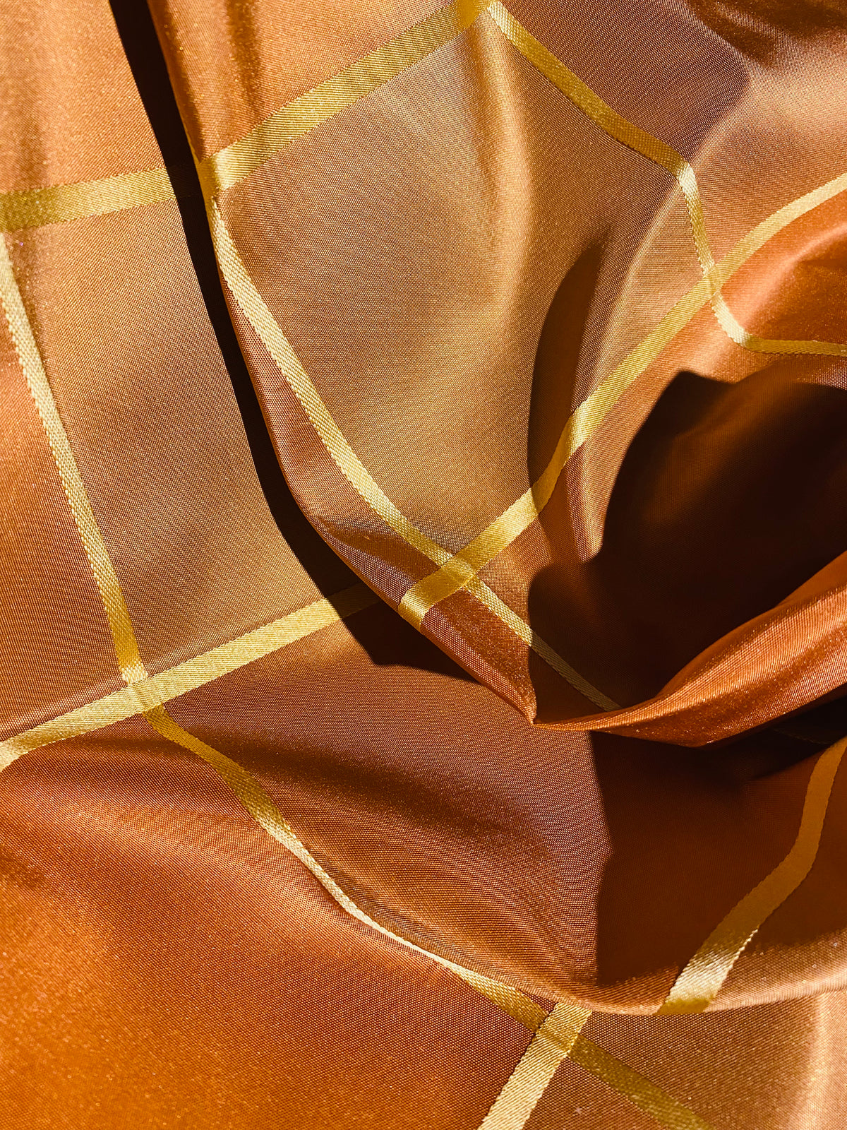 NEW Contessa Lucia 100% Silk Taffeta Plaid Tartan Burnt Peach Fabric SB_6_24 - Fancy Styles Fabric Pierre Frey Lee Jofa Brunschwig & Fils