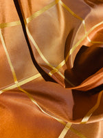 NEW Contessa Lucia 100% Silk Taffeta Plaid Tartan Burnt Peach Fabric SB_6_24
