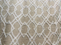 NEW! SALE! Prince Gregorian Novelty 100% Linen Fabric Geometric Embroidery- Natural and White - Fancy Styles Fabric Pierre Frey Lee Jofa Brunschwig & Fils