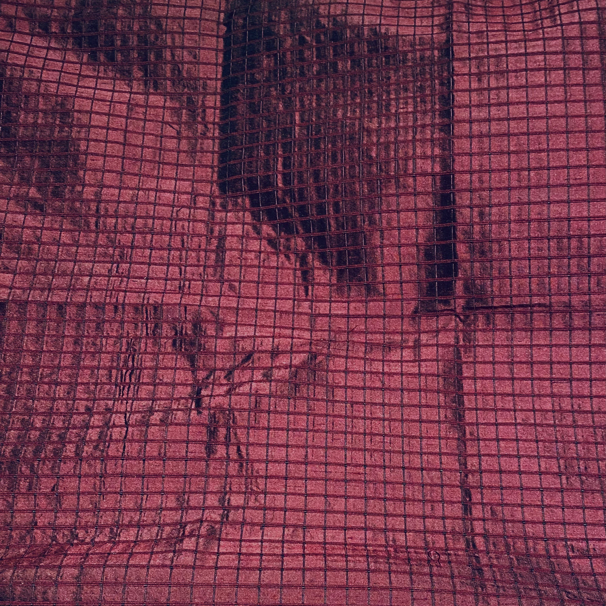 NEW Duchess Jenna 100% Silk Taffeta Fabric- Burgundy Red Black Shot Embroidered Squares- SB_6_8 - Fancy Styles Fabric Pierre Frey Lee Jofa Brunschwig & Fils