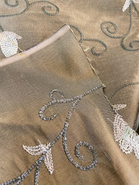 NEW Lady Tremaine Designer 100% Silk Dupioni Embroidered Fabric - Old Gold - Fancy Styles Fabric Pierre Frey Lee Jofa Brunschwig & Fils