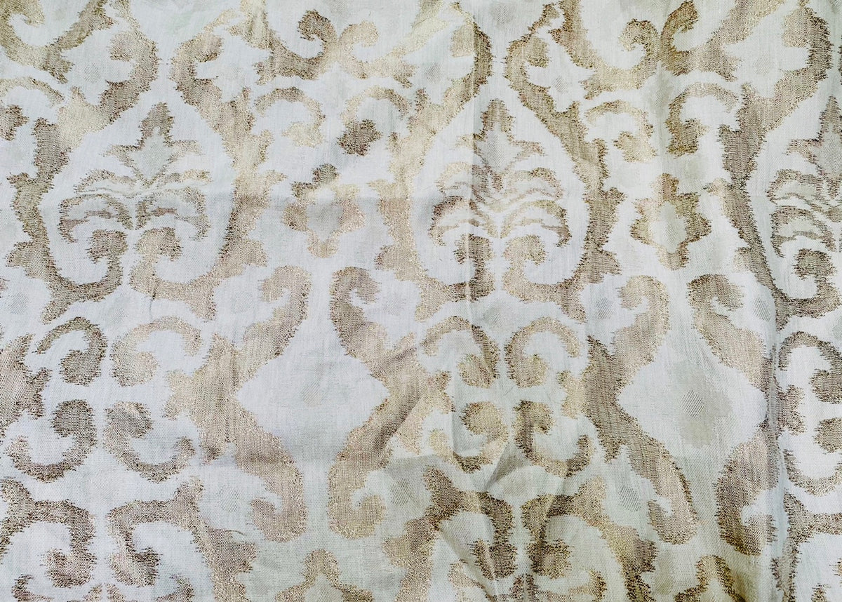 NEW! Duke Drake Novelty Imported 100% Linen Woven Damask Fabric Gold and White - Fancy Styles Fabric Pierre Frey Lee Jofa Brunschwig & Fils