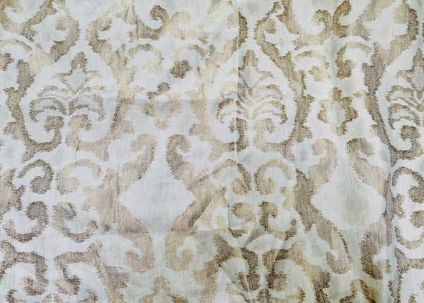 NEW! Duke Drake Novelty Imported 100% Linen Woven Damask Fabric Gold and White - Fancy Styles Fabric Pierre Frey Lee Jofa Brunschwig & Fils