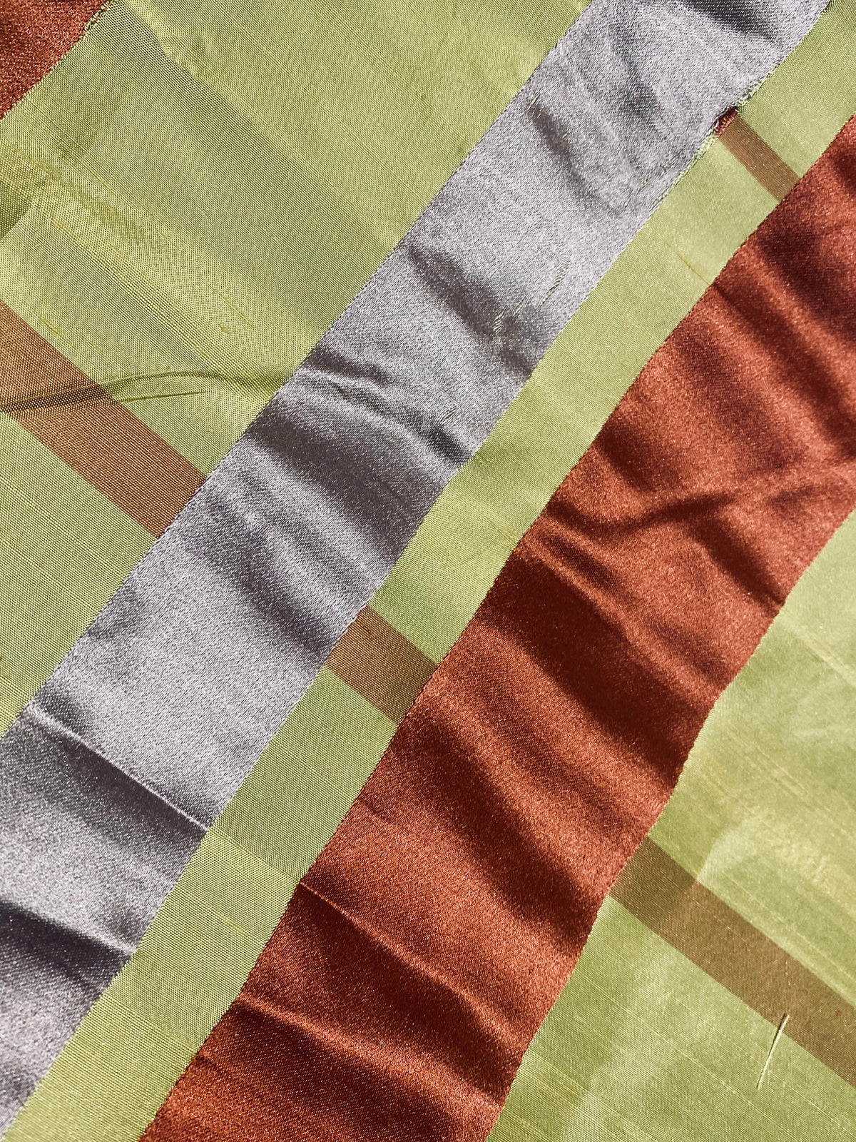 NEW Duchess Philippa 100% Silk Taffeta Plaid Tartan with Satin Ribbon Stripes in Yellow, Lavender, Pink SB_6_15 - Fancy Styles Fabric Pierre Frey Lee Jofa Brunschwig & Fils