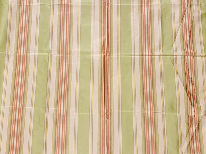 NEW! Lady Lair 100% Silk Taffeta Ice Cream Parlor Striped Fabric - Pink and Green