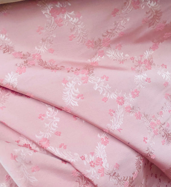 NEW Queen of Dublin Novelty Floral Embroidered 100% Silk Fabric in Pink - Fancy Styles Fabric Pierre Frey Lee Jofa Brunschwig & Fils