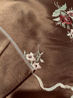Princess Amelia Designer 100% Silk Dupioni Fabric - Brown Floral Bouquet with Bows - Fancy Styles Fabric Pierre Frey Lee Jofa Brunschwig & Fils