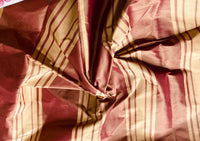NEW Princess Vanessa Designer 100% Silk Taffeta Fabric -Cinnamon Red & Gold Stripes - Fancy Styles Fabric Pierre Frey Lee Jofa Brunschwig & Fils