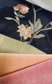 NEW! Princess Piama - Made in England- Soft Solid Cotton Blend Velvet Fabric in Icy Peach - Fancy Styles Fabric Pierre Frey Lee Jofa Brunschwig & Fils