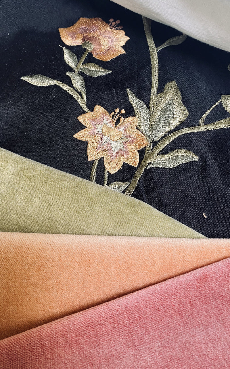 NEW! Princess Piama - Made in England- Soft Solid Cotton Blend Velvet Fabric in Icy Peach