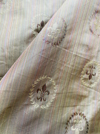 NEW Lady Brenda Novelty Medallion Embroidered 100% Silk Fabric in Multicolor Pinstripes - Fancy Styles Fabric Pierre Frey Lee Jofa Brunschwig & Fils