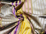 NEW! Lady Clementine 100% Silk Taffeta Ribbon Stripe Fabric - Pink, Yellow, Gold SB_1_5