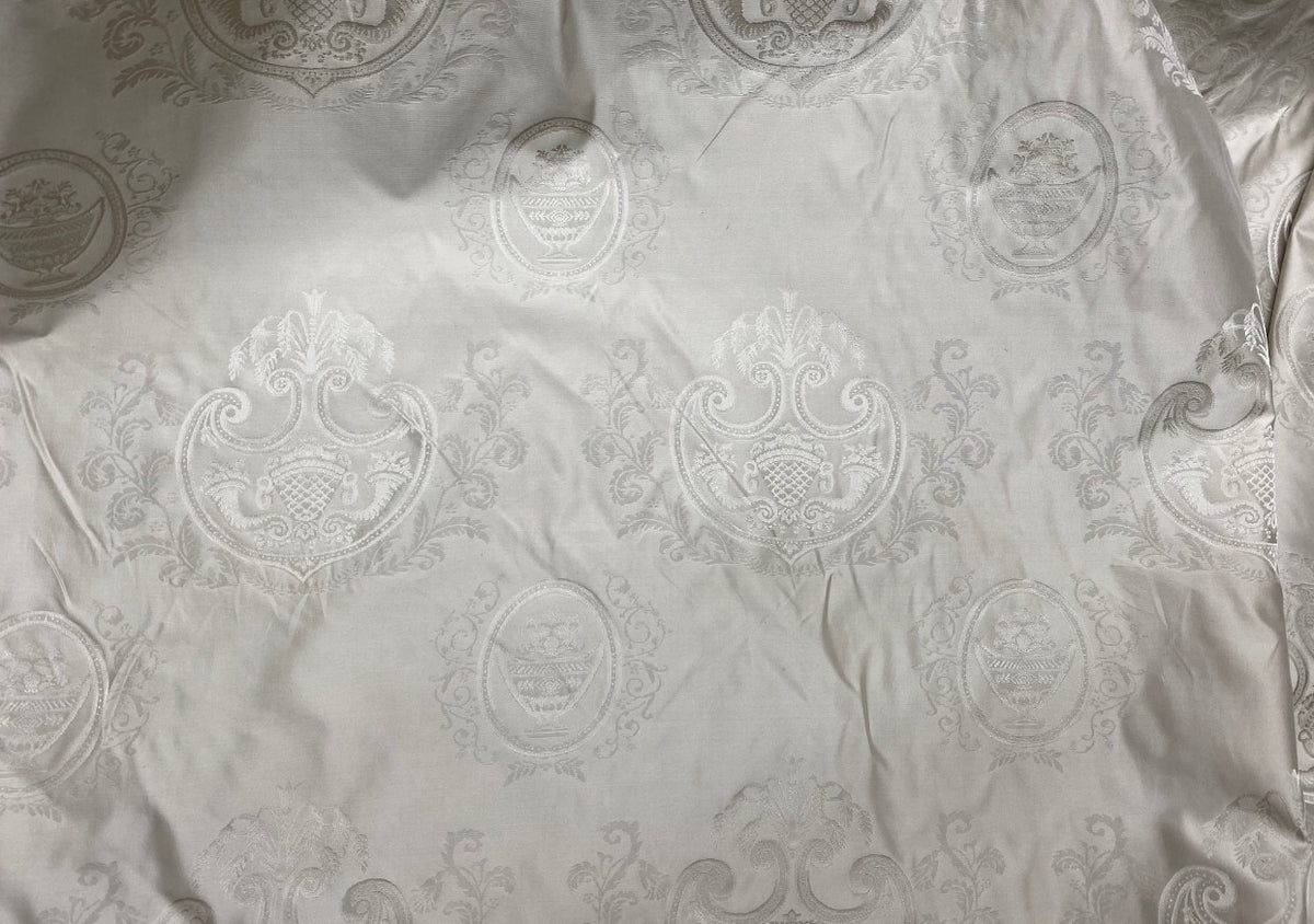 NEW Countess Robin 100% Silk Jacquard Neoclassical Light Gray Damask - Fancy Styles Fabric Pierre Frey Lee Jofa Brunschwig & Fils