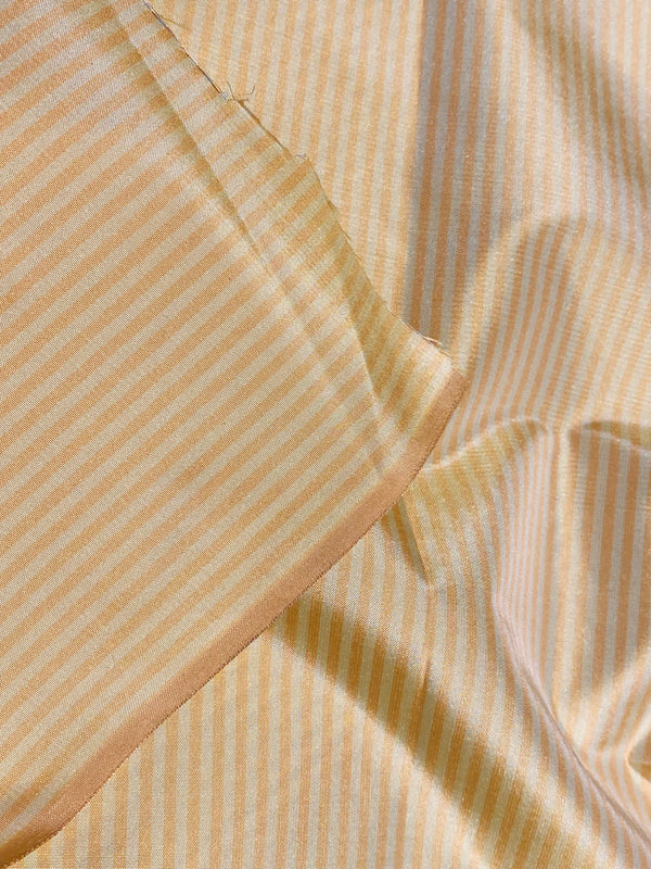 NEW Lady Bernadette 100% Silk Taffeta Fabric with 1/8” Peach and Butter Yellow Stripes SB_8_44 - Fancy Styles Fabric Pierre Frey Lee Jofa Brunschwig & Fils