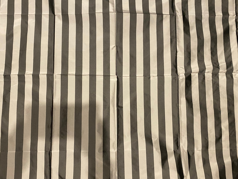 NEW! Lady Licorice 100% Silk Taffeta 1” Striped Fabric - Black and Cream Iridescence