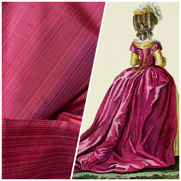 NEW! Lady Bridgette Designer 100% Silk Dupioni Fabric- Raspberry Red Pink Stripes - Fancy Styles Fabric Pierre Frey Lee Jofa Brunschwig & Fils