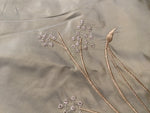 NEW Lady Dandelion Designer 100% Silk Taffeta Embroidered Floral Fabric- Grey