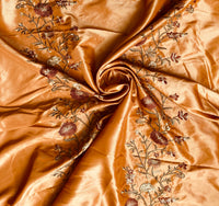 NEW! Duchess Aurora Icy Pumpkin Iridescence Faux Silk Embroidered Fabric - Fancy Styles Fabric Pierre Frey Lee Jofa Brunschwig & Fils