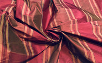 NEW Queen River Novelty 100% Silk Dupioni Embroidered Stripe Fabric - Red Burgundy - Fancy Styles Fabric Pierre Frey Lee Jofa Brunschwig & Fils