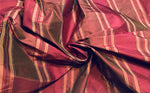 NEW Queen River Novelty 100% Silk Dupioni Embroidered Stripe Fabric - Red Burgundy