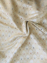 NEW Queen Chantal Novelty Ritz Neoclassical Brocade Dot Satin Fabric - Louis Cream White - Fancy Styles Fabric Pierre Frey Lee Jofa Brunschwig & Fils