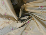 NEW! Duchess Rowena 100% Silk Dupioni Embroidery Floral Fabric- Light Gold SB_3_8