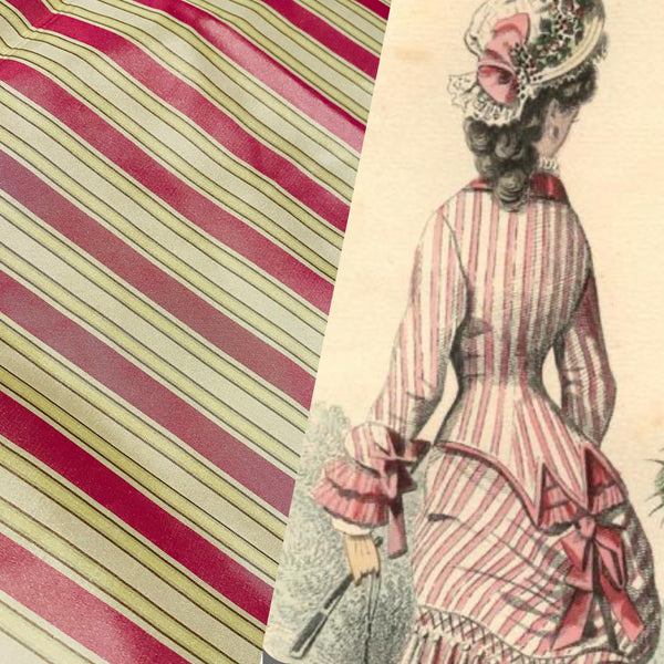 NEW! Lady Danica 100% Silk Taffeta 1/2” Striped Fabric - Pink - Fancy Styles Fabric Pierre Frey Lee Jofa Brunschwig & Fils