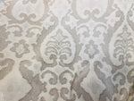 NEW COLOR! Duke Drake Novelty Imported 100% Linen Woven Medallion Fabric Silver and White