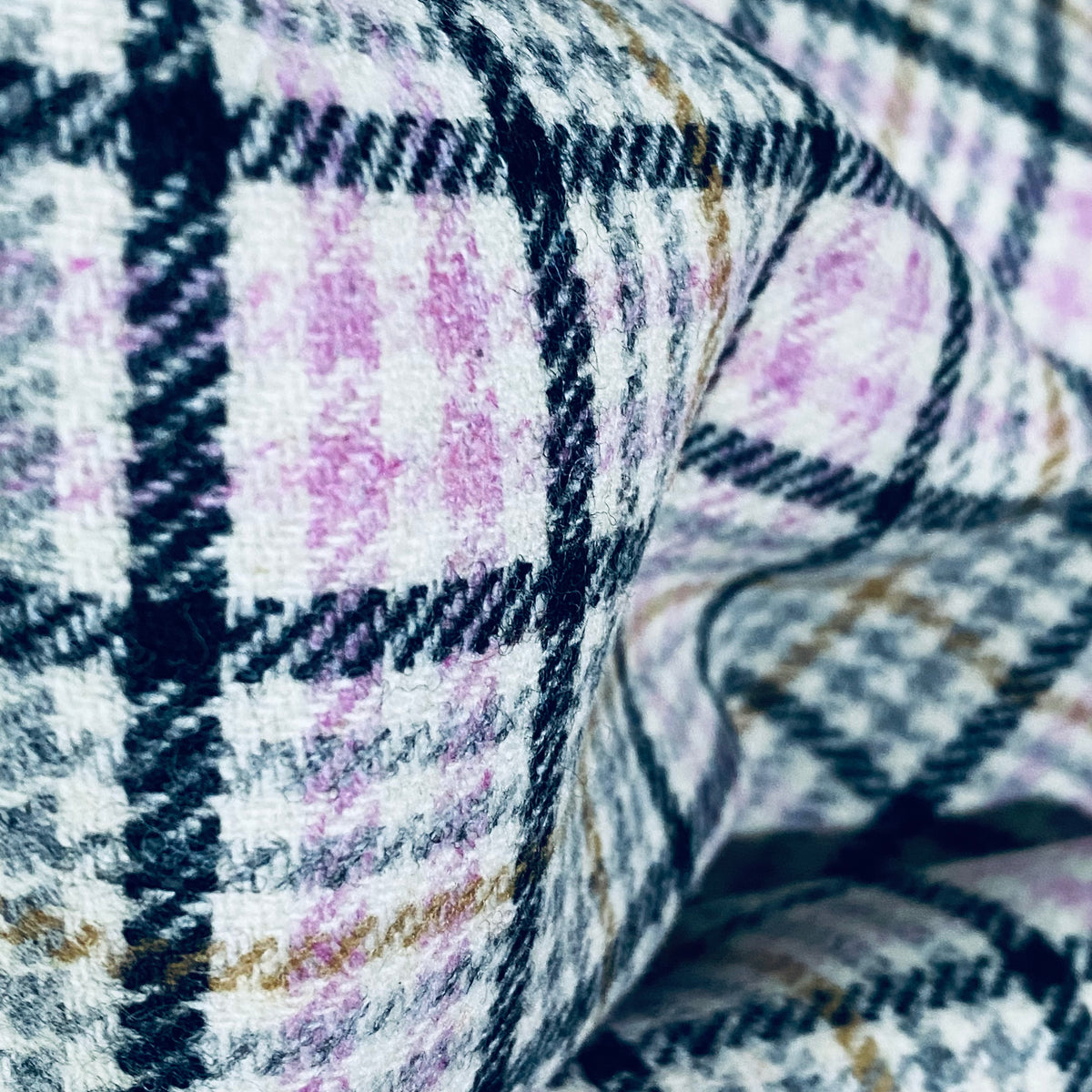 New Duke Sean 100% Wool Plaid Tartan Apparel Fabric in White, Lilac, Gray, & Black - Fancy Styles Fabric Pierre Frey Lee Jofa Brunschwig & Fils