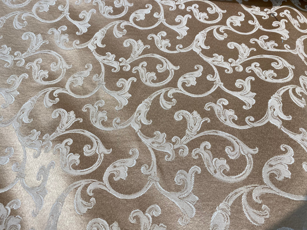 NEW Sir Smith Satin Swirl Leaf Motif Upholstery & Decorating Fabric- Gold - Fancy Styles Fabric Pierre Frey Lee Jofa Brunschwig & Fils