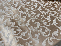 NEW Sir Smith Satin Swirl Leaf Motif Upholstery & Decorating Fabric- Gold - Fancy Styles Fabric Pierre Frey Lee Jofa Brunschwig & Fils