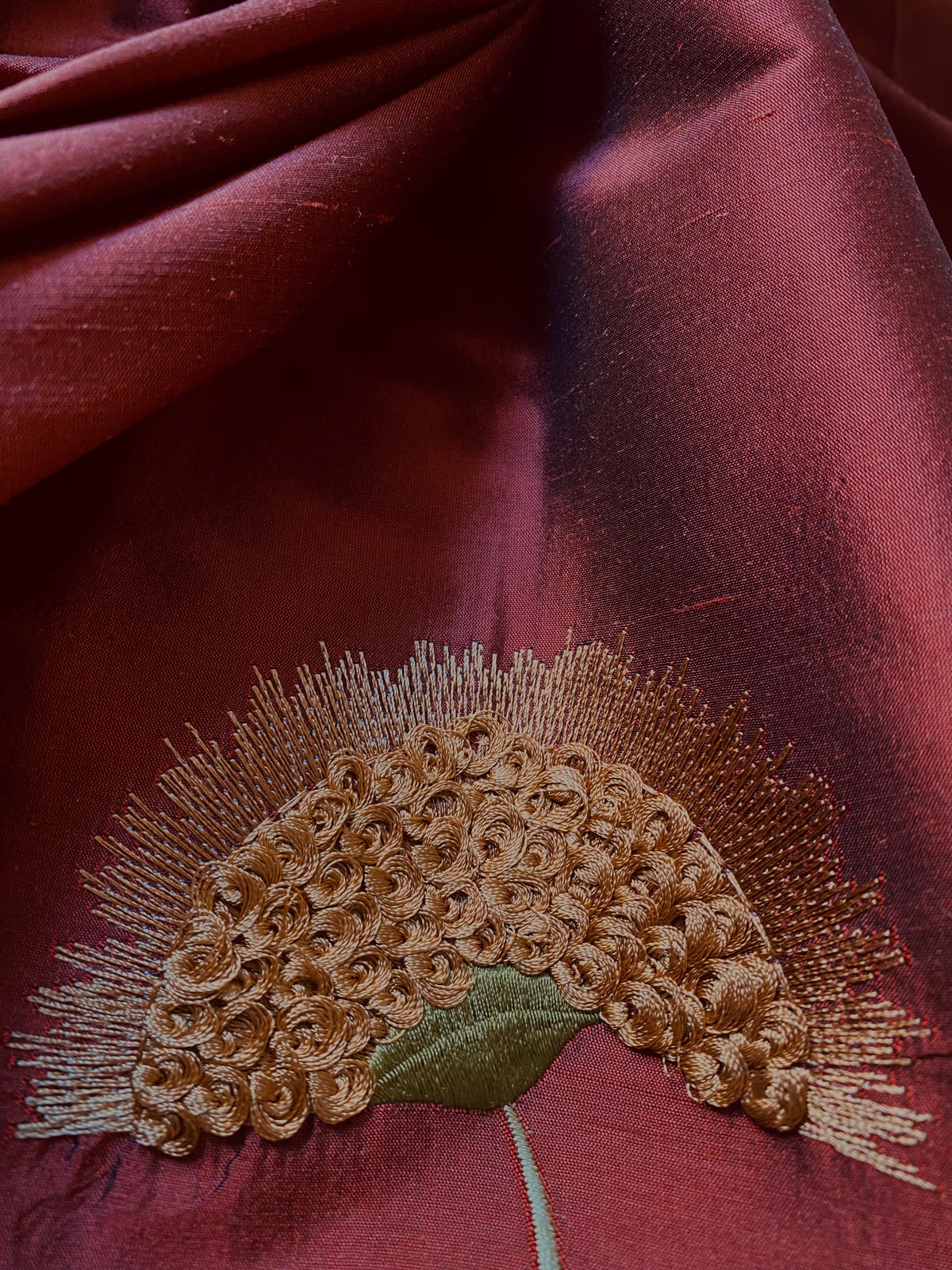 NEW Queen Forella Embroidered 100% Silk Dupioni Fabric in Red SB_3_26 - Fancy Styles Fabric Pierre Frey Lee Jofa Brunschwig & Fils