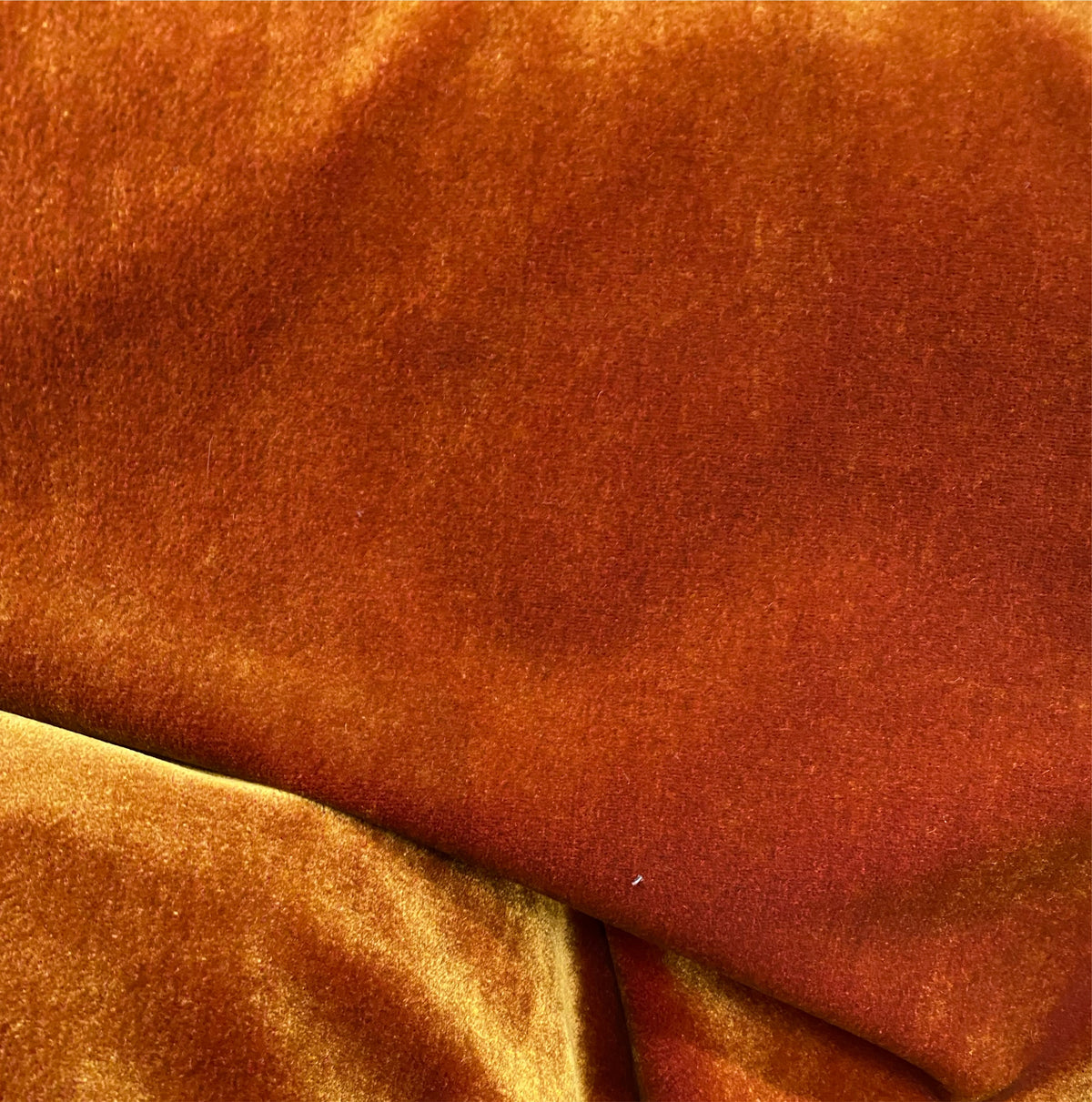 NEW! 27" x 54" Remnant- Prince Hudson- 100% Mohair Upholstery Velvet Fabric - Iridescent Orange - Fancy Styles Fabric Pierre Frey Lee Jofa Brunschwig & Fils
