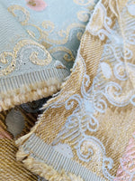NEW Queen Chantal Novelty Ritz Neoclassical Brocade Dot Satin Fabric - Louis Blue - Fancy Styles Fabric Pierre Frey Lee Jofa Brunschwig & Fils