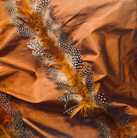 NEW! Queen Liza Novelty Couture 100% Silk Taffeta with Feather Stripes Fabric - Copper - Fancy Styles Fabric Pierre Frey Lee Jofa Brunschwig & Fils