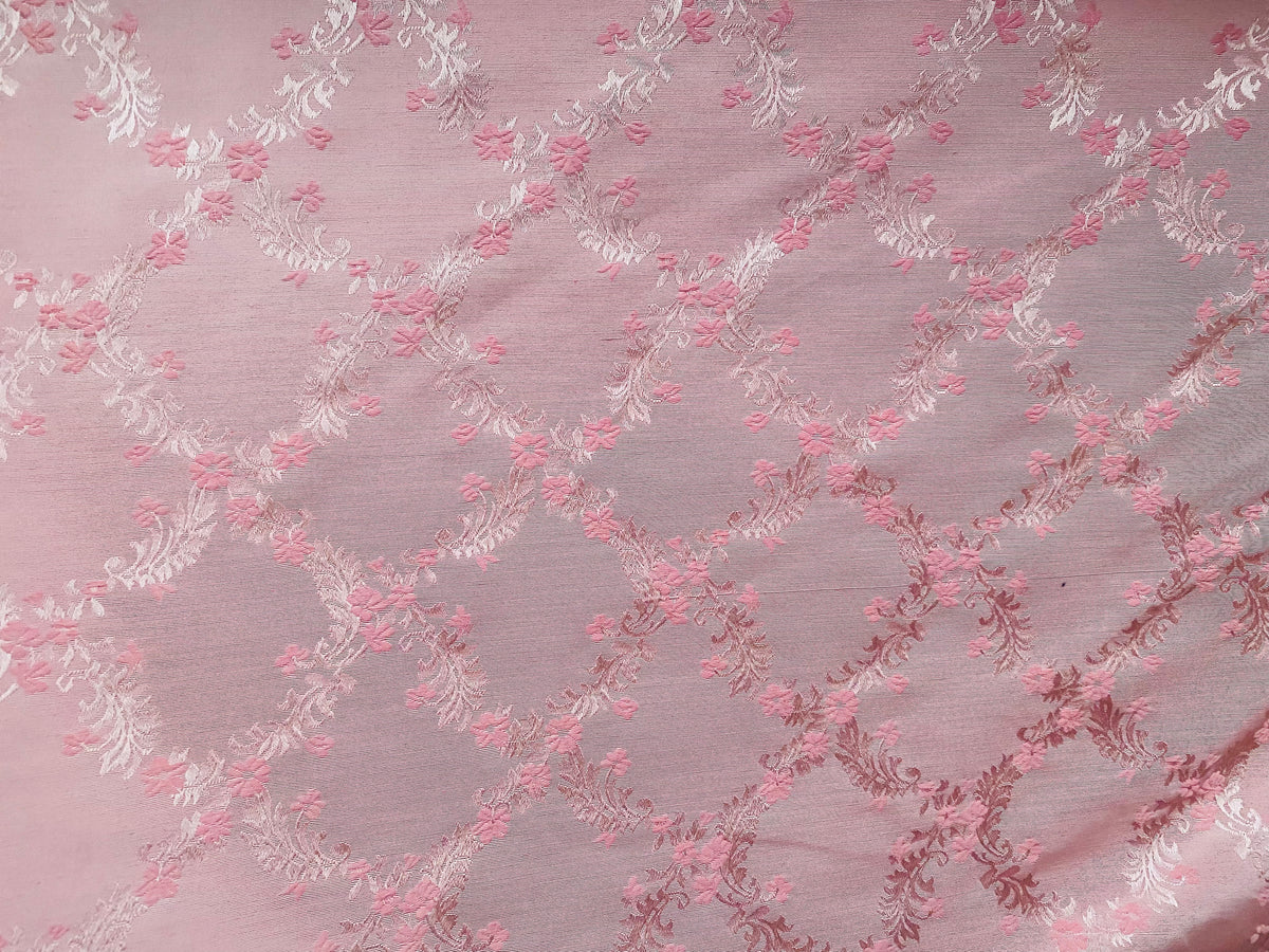 NEW Queen of Dublin Novelty Floral Embroidered 100% Silk Fabric in Pink - Fancy Styles Fabric Pierre Frey Lee Jofa Brunschwig & Fils