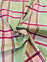 NEW! Duchess Darby 100% Silk Taffeta Plaid Tartan Ribbon Fabric Burgundy, Pink and Green