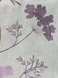 NEW! SALE! Queen Joelle 100% Linen Fabric Floral Embroidery- Purple - Fancy Styles Fabric Pierre Frey Lee Jofa Brunschwig & Fils