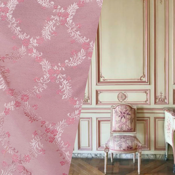 NEW Queen of Dublin Novelty Floral Embroidered 100% Silk Fabric in Pink - Fancy Styles Fabric Pierre Frey Lee Jofa Brunschwig & Fils