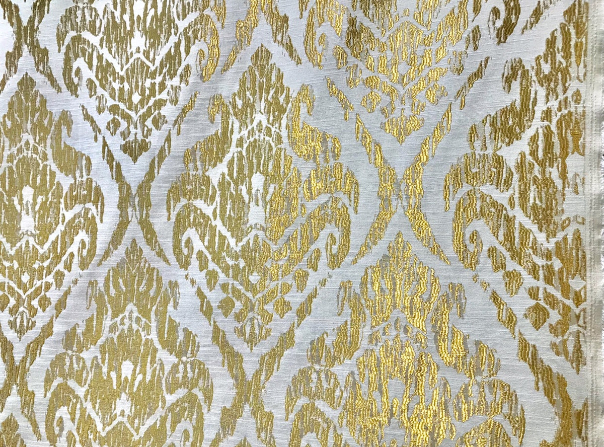 NEW Damask Pattern Gold Motif Decorating Drapery Fabric - Fancy Styles Fabric Pierre Frey Lee Jofa Brunschwig & Fils