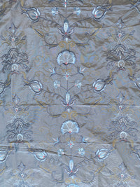 NEW! Duchess Drew Novelty 100% Silk Taffeta Embroidered Fabric - Made in India- Blue Grey - Fancy Styles Fabric Pierre Frey Lee Jofa Brunschwig & Fils