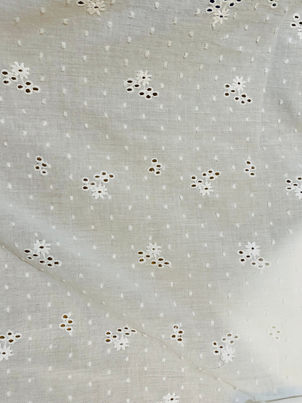 NEW! Miss Miranda 100% Cotton Swiss Dot & Eyelet Fabric- White - Fancy Styles Fabric Pierre Frey Lee Jofa Brunschwig & Fils