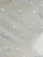 NEW! Miss Miranda 100% Cotton Swiss Dot & Eyelet Fabric- White
