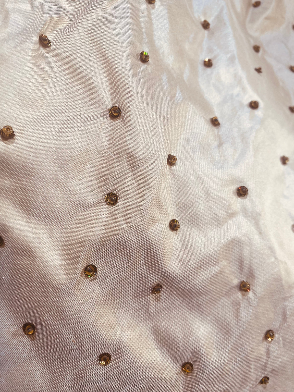 NEW Novelty Couture 100% Silk Taffeta Copper Crystal Beaded Fabric Cream - Fancy Styles Fabric Pierre Frey Lee Jofa Brunschwig & Fils